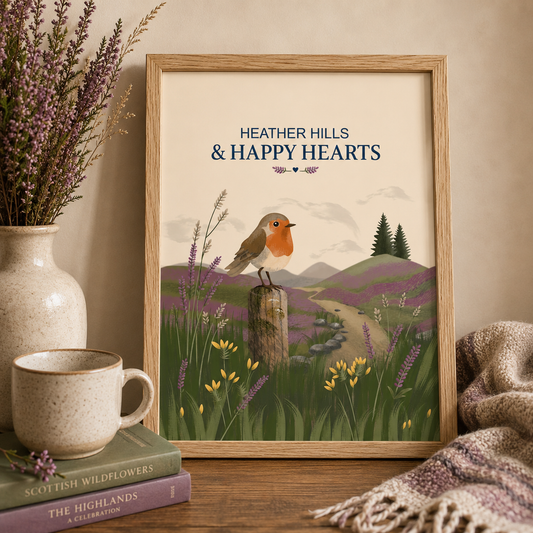 Heather Hills & Happy Hearts – Art Print