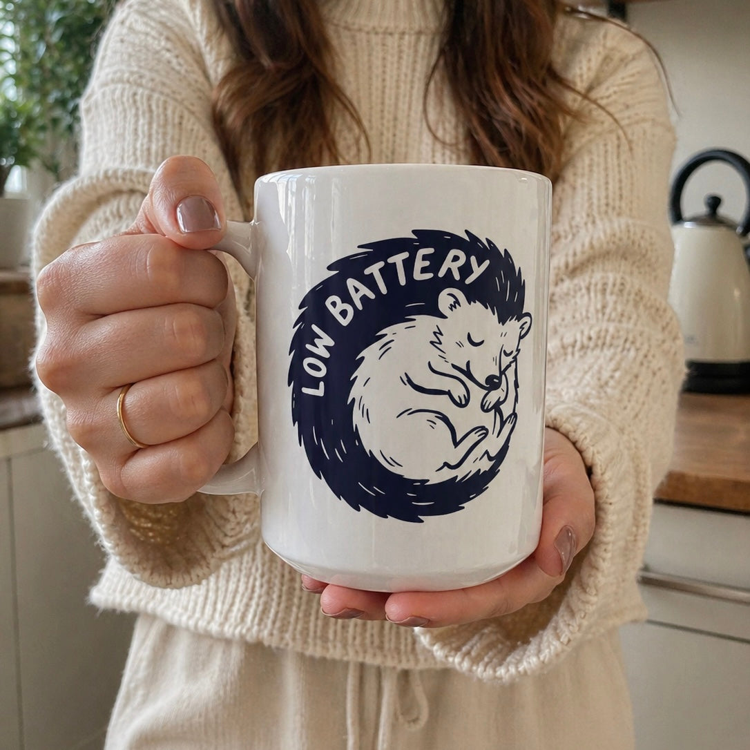 Low Battery Ceramic Mug, (11oz, 15oz)