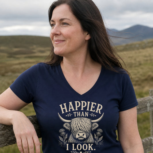 Happier Than I Look Soft V-Neck T-Shirt