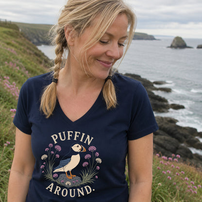 Puffin Around Soft V-Neck T-Shirt